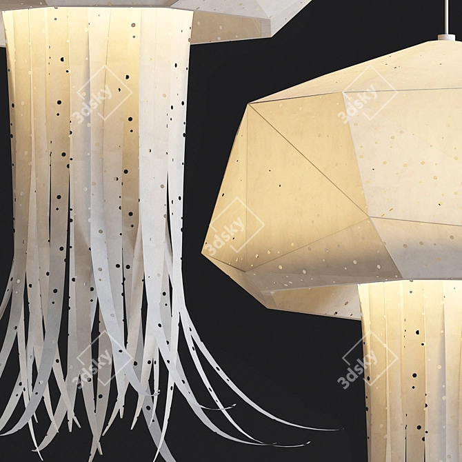 Elegant Origami Medusa Pendant Light 3D model image 3