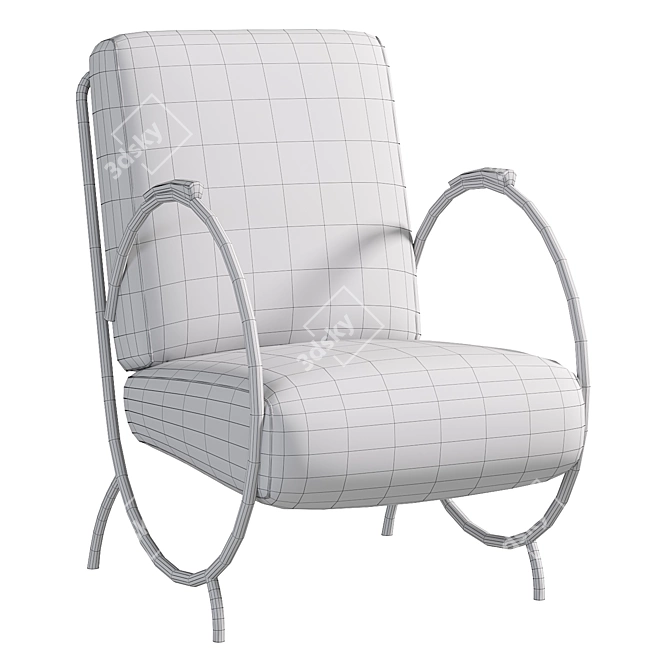 Streamline Tubular Steel Armchair 3D model image 3