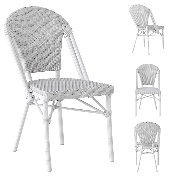 Woven Plastic Garden Chair 3D model image 7