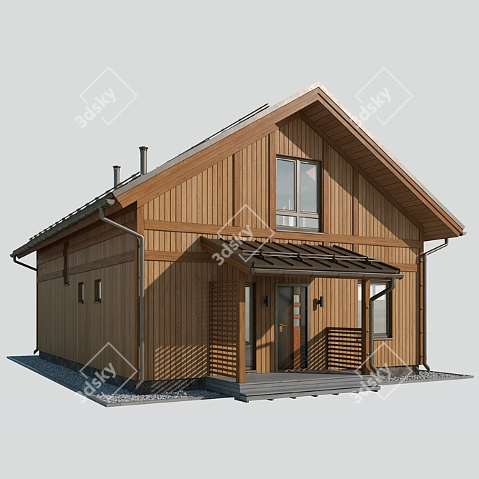 Wooden Cottage with Roof 3D 3D model image 5