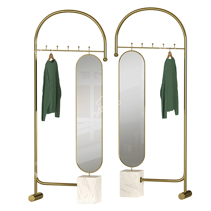 Floor Clothes Rack with Mirror 3D model image 3