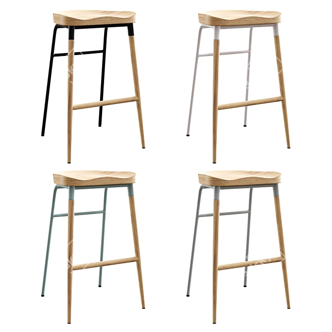 Sleek Modern Bar Stool 3D model image 2