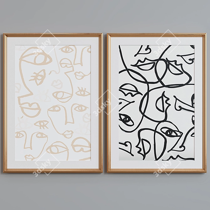 Abstract Faces Picture Frame Set 3D model image 2