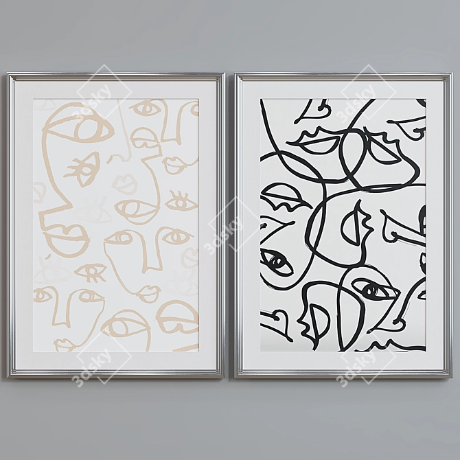 Abstract Faces Picture Frame Set 3D model image 3