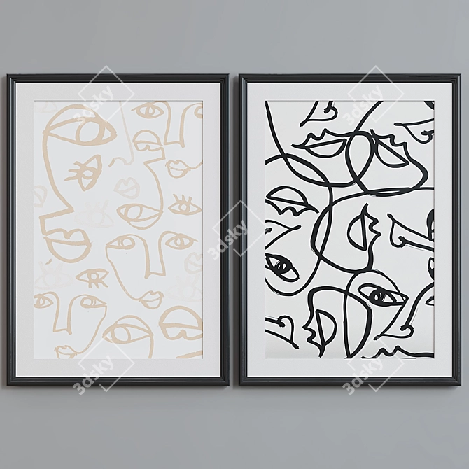 Abstract Faces Picture Frame Set 3D model image 5