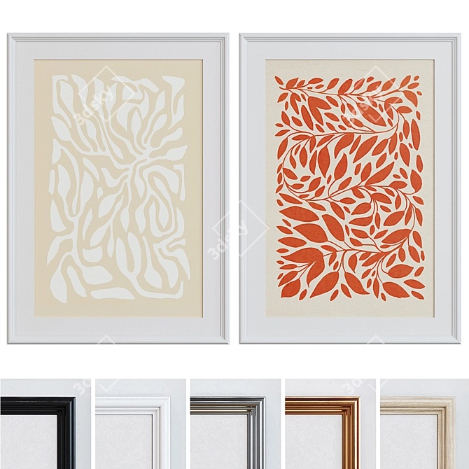 Modern Abstract Picture Frame Set 3D model image 1