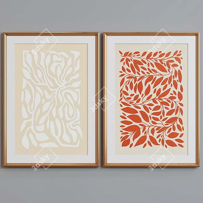 Modern Abstract Picture Frame Set 3D model image 3