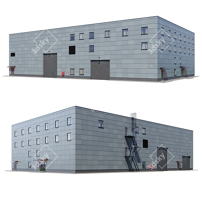 Industrial Factory Model V3 3D model image 1