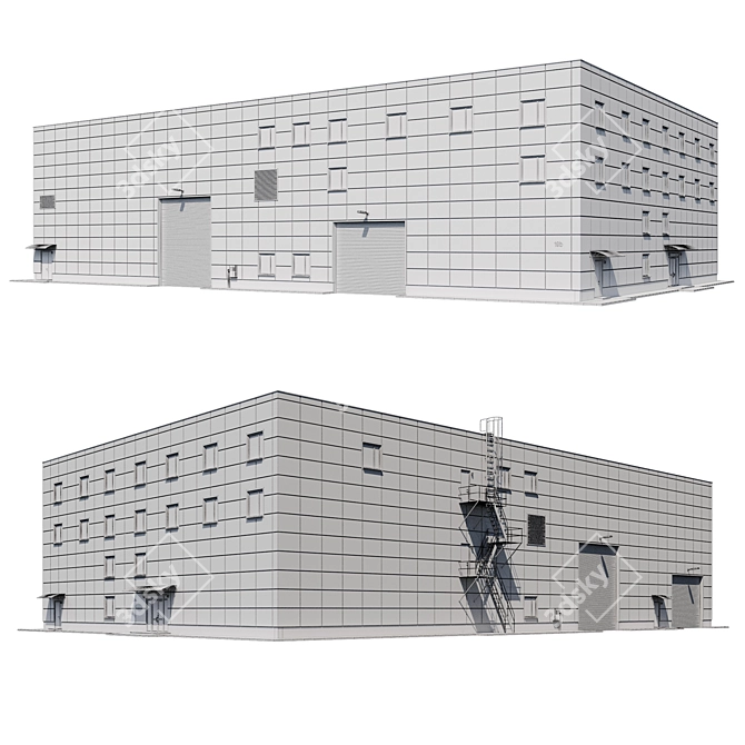 Industrial Factory Model V3 3D model image 2