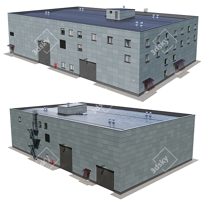 Industrial Factory Model V3 3D model image 4