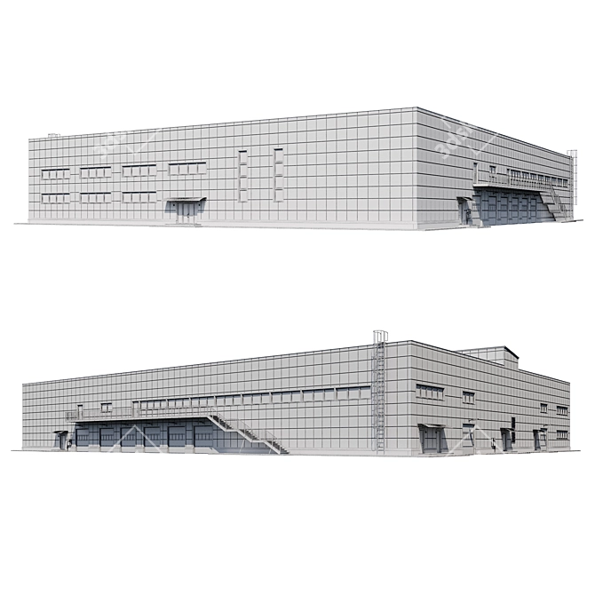 Industrial Building Model V4 3D model image 2