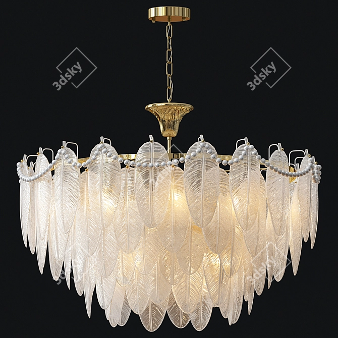 Luxury Crystal Feather Chandelier 3D model image 1