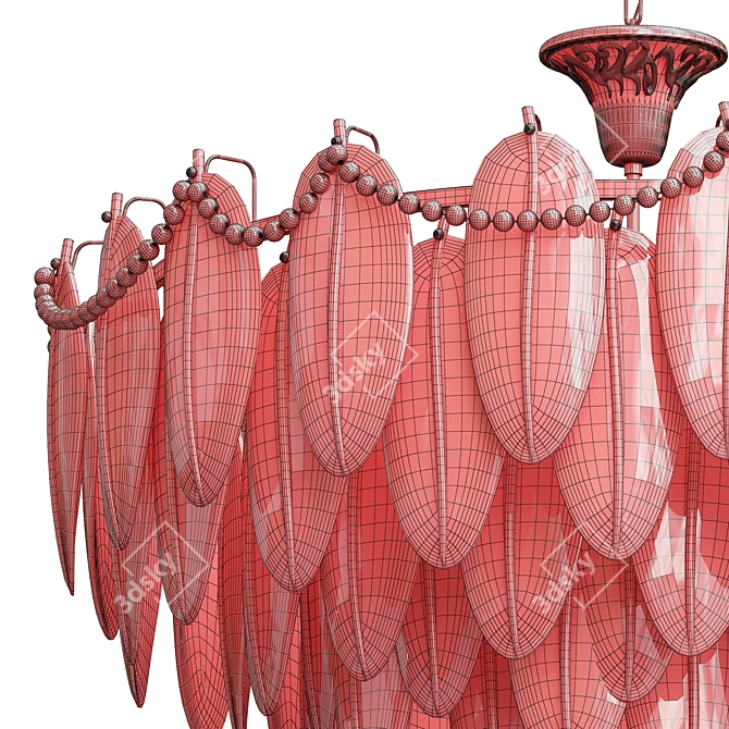 Luxury Crystal Feather Chandelier 3D model image 4