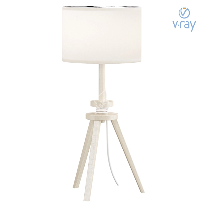 Wooden Table Lamp, Ash/White 3D model image 2