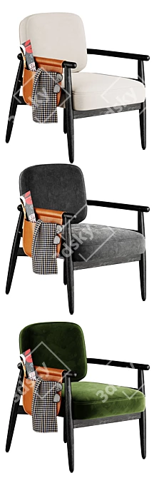 Modern Fabric Armchair with Removable Cover 3D model image 4