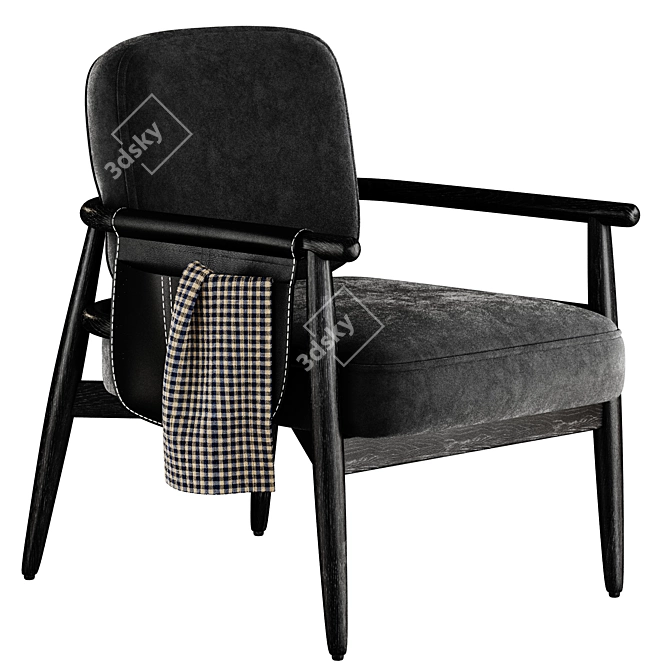 Modern Fabric Armchair with Removable Cover 3D model image 13