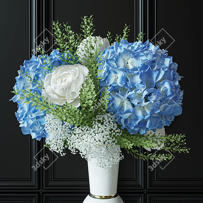 Blue Hydrangea Decor Set 048 3D model image 4