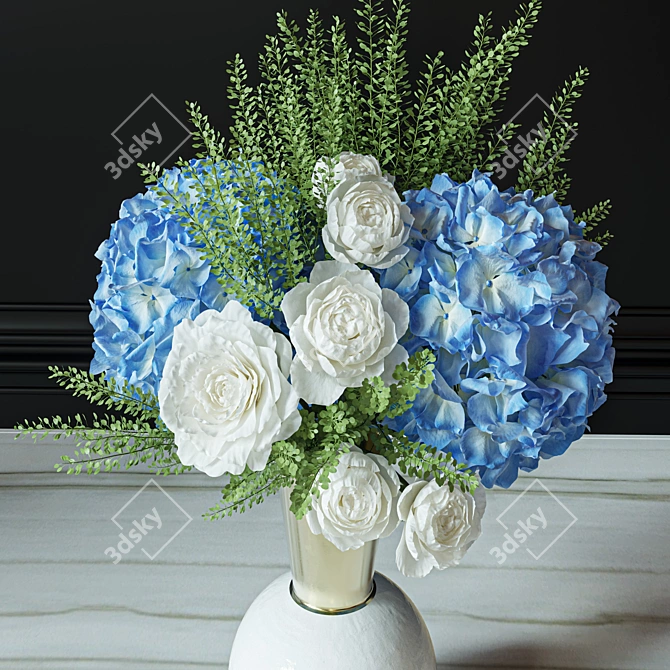 Blue Hydrangea Decor Set 048 3D model image 5