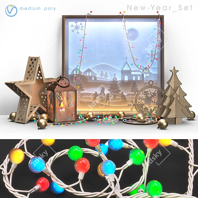 Geometric Holiday Decor Set 3D model image 1