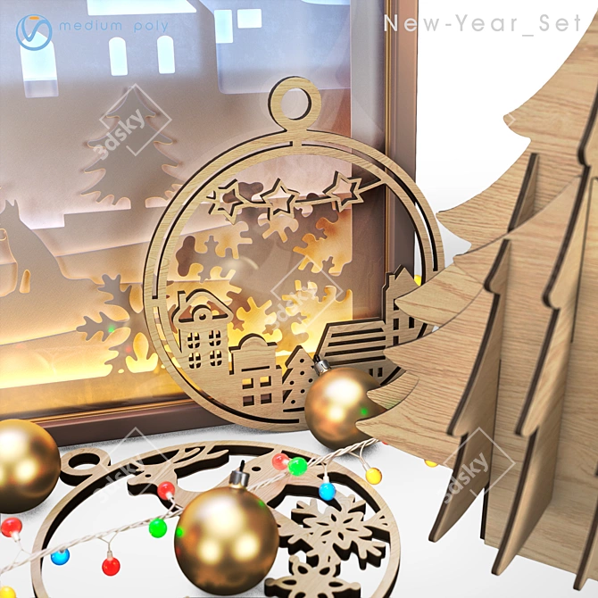 Geometric Holiday Decor Set 3D model image 2