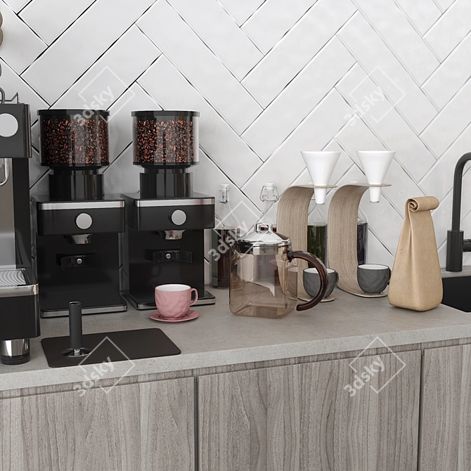 Modern Coffee Shop Interior Kit 3D model image 3