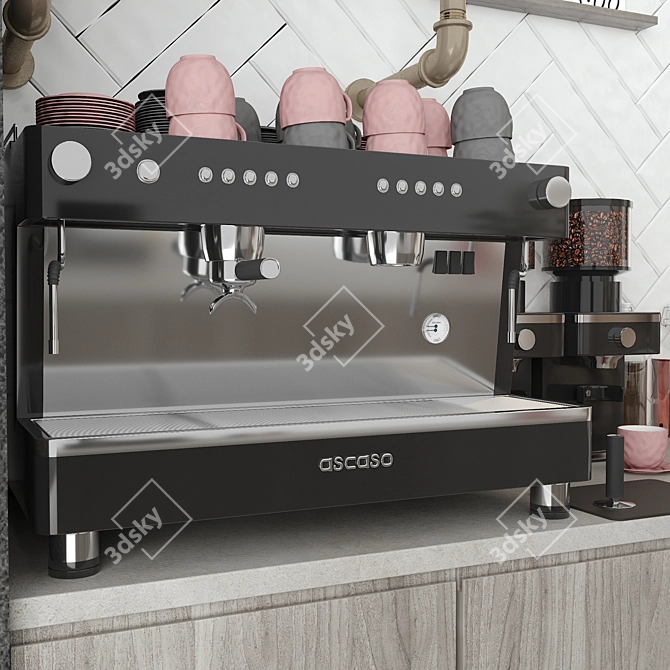 Modern Coffee Shop Interior Kit 3D model image 4