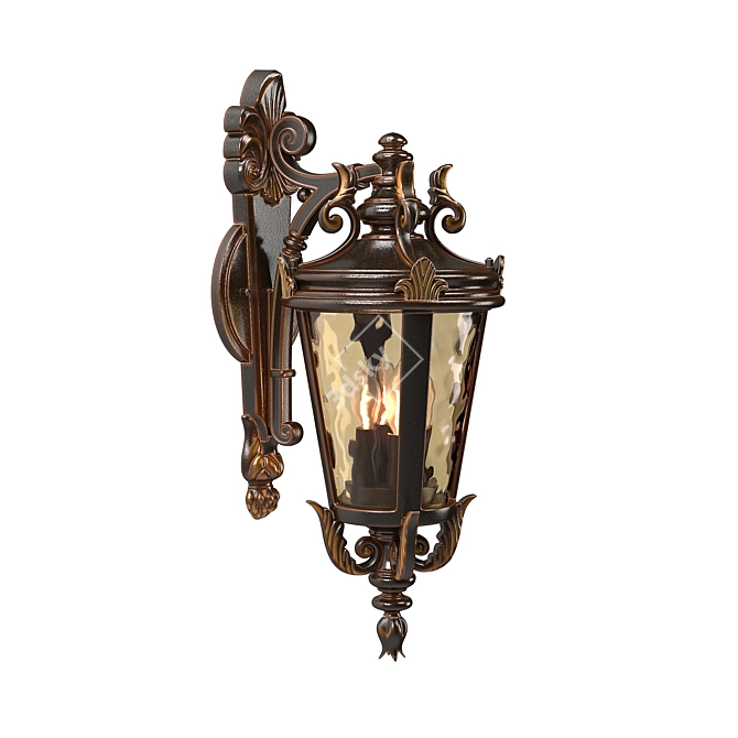 Vintage Bronze Outdoor Wall Light 3D model image 3