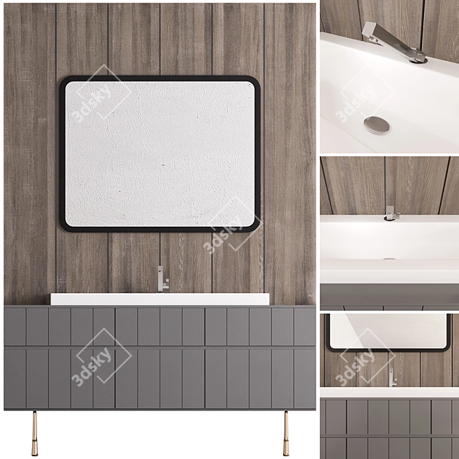 Modern Bathroom Furniture Set 3D model image 1