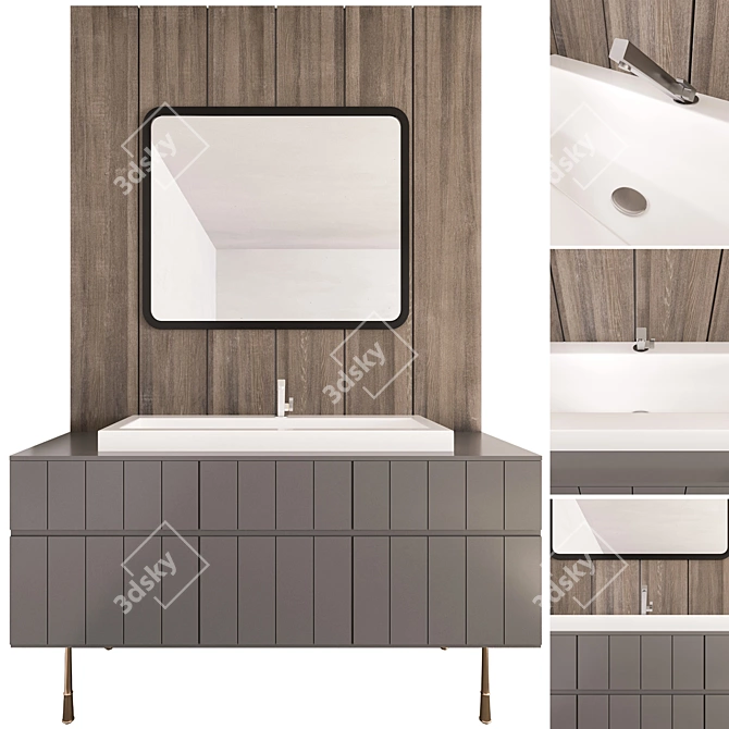 Modern Bathroom Furniture Set 3D model image 2