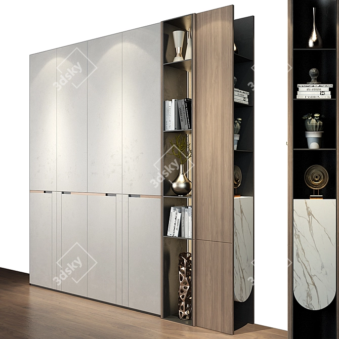 Luxury Wood Bookshelf GHS-2377 3D model image 1