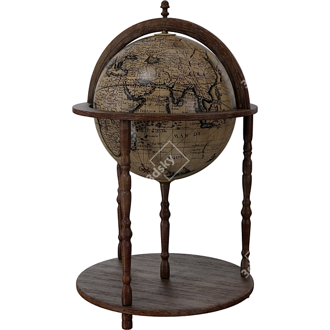 Antique Globe Model Kit 3D model image 1