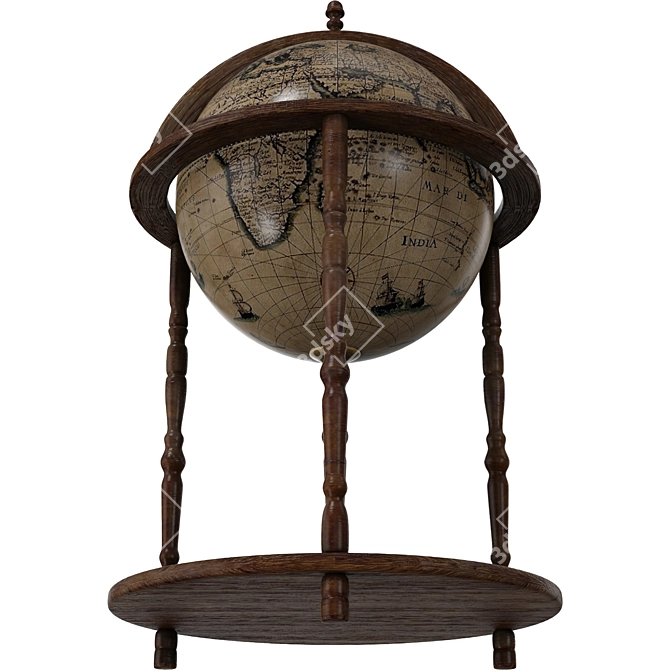 Antique Globe Model Kit 3D model image 3