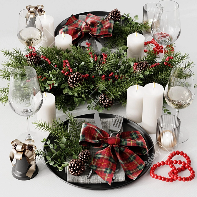  Festive Christmas Table Setting 3D model image 2