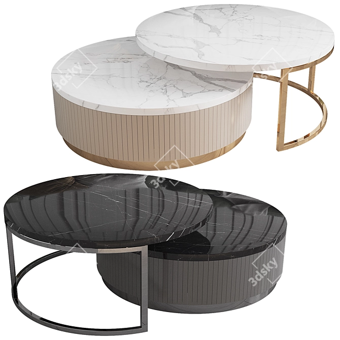 Contemporary Round Nesting Tables, Modern 3D model image 1