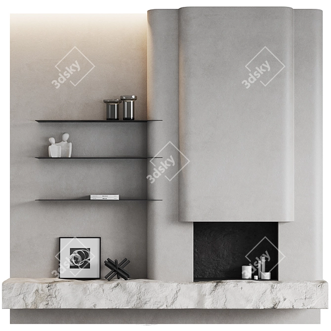 Monolithic Fireplace Zone 3D model image 1