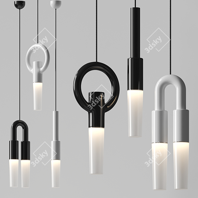 Sculptural Graphical Pendant Lights 3D model image 1