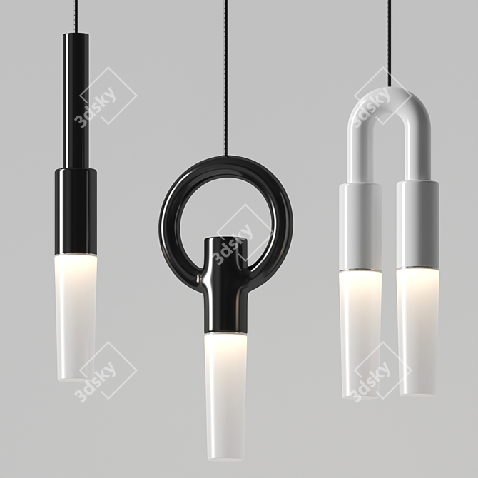 Sculptural Graphical Pendant Lights 3D model image 2