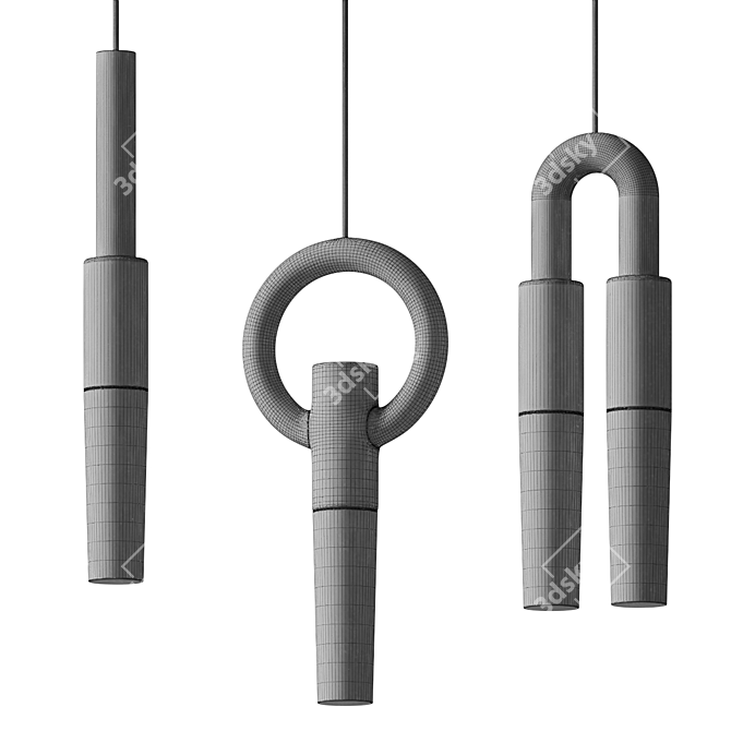 Sculptural Graphical Pendant Lights 3D model image 3