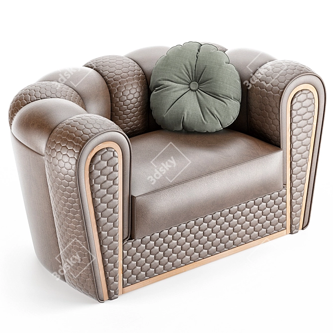 RITA CURVE 3-Seater Leather Sofa 3D model image 1