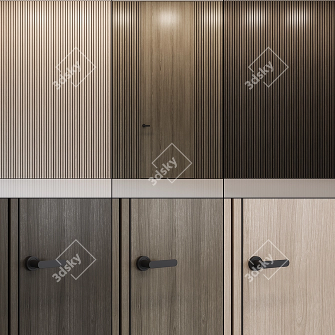 Veneer Wall Panels - 3 Wood Options 3D model image 1