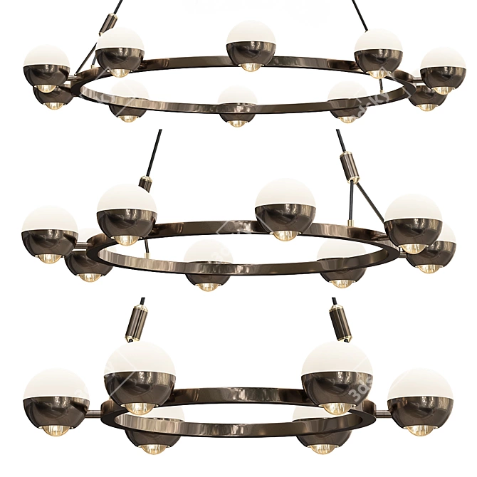 Rotating LED Ring Chandelier Barcelona 3D model image 1