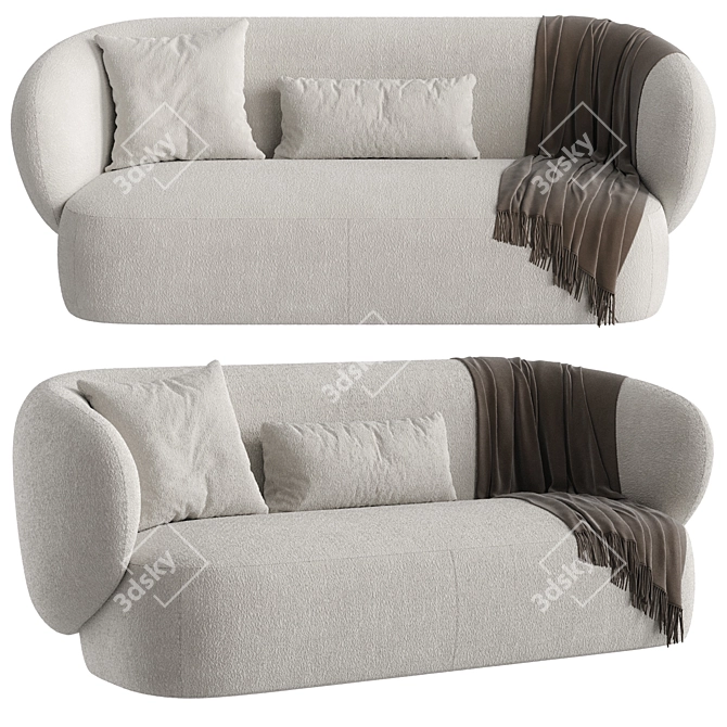 Modern 3-Seater Swell Fabric Sofa 3D model image 1