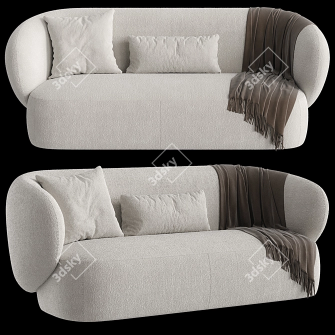 Modern 3-Seater Swell Fabric Sofa 3D model image 2