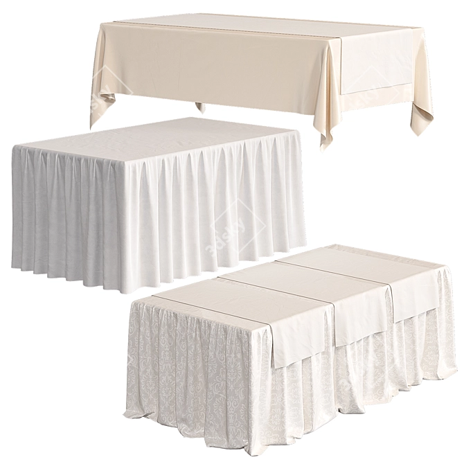 Elegant Tablecloth Selection 3D model image 1