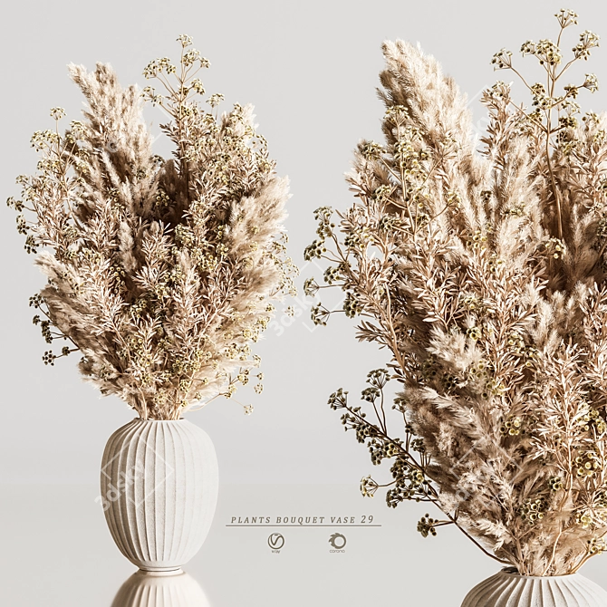 Elegant Plants Bouquet Vase 29 3D model image 1