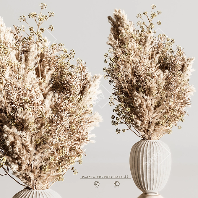 Elegant Plants Bouquet Vase 29 3D model image 2