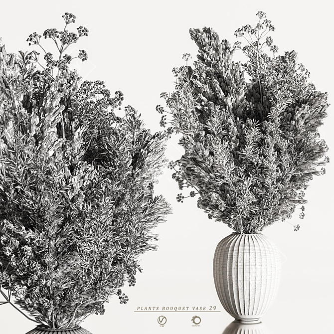 Elegant Plants Bouquet Vase 29 3D model image 3