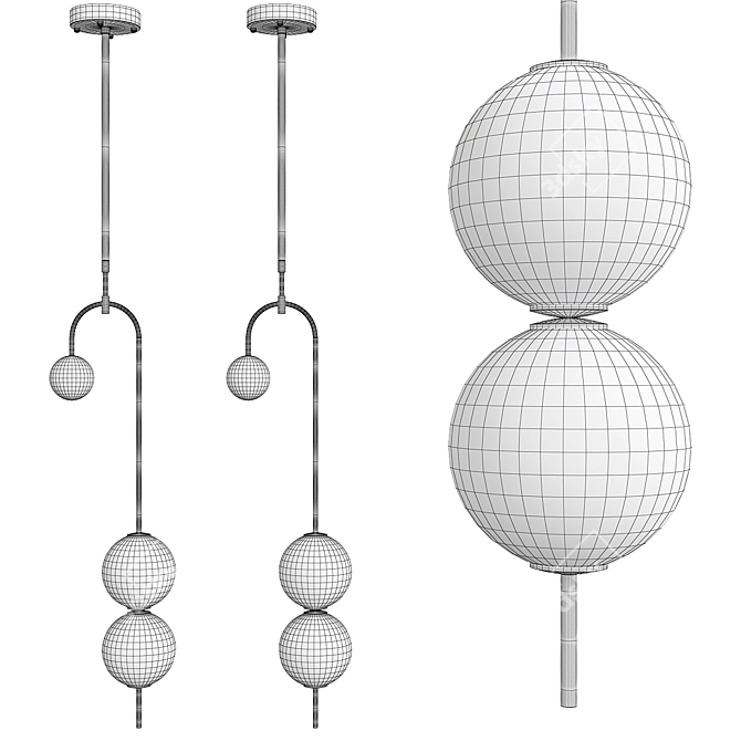 Elegant Chandelier Beads Superiority 3D model image 3