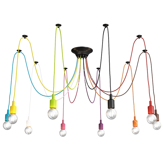 Colorful Spider Chandelier Light Fixture 3D model image 1