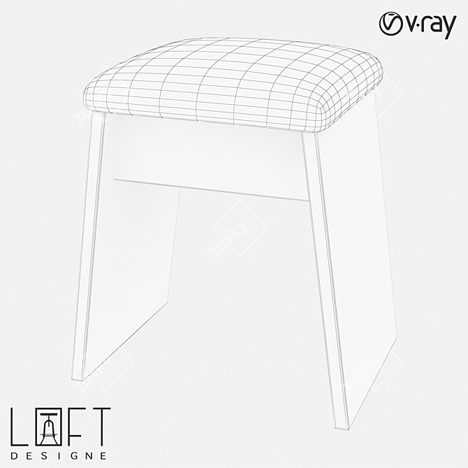 LoftDesigne 31189 Wooden Fabric Stool 3D model image 2